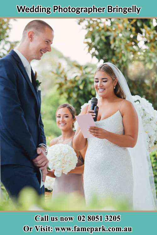 Photo of the Bride testifying love to the Groom Bringelly NSW 2556